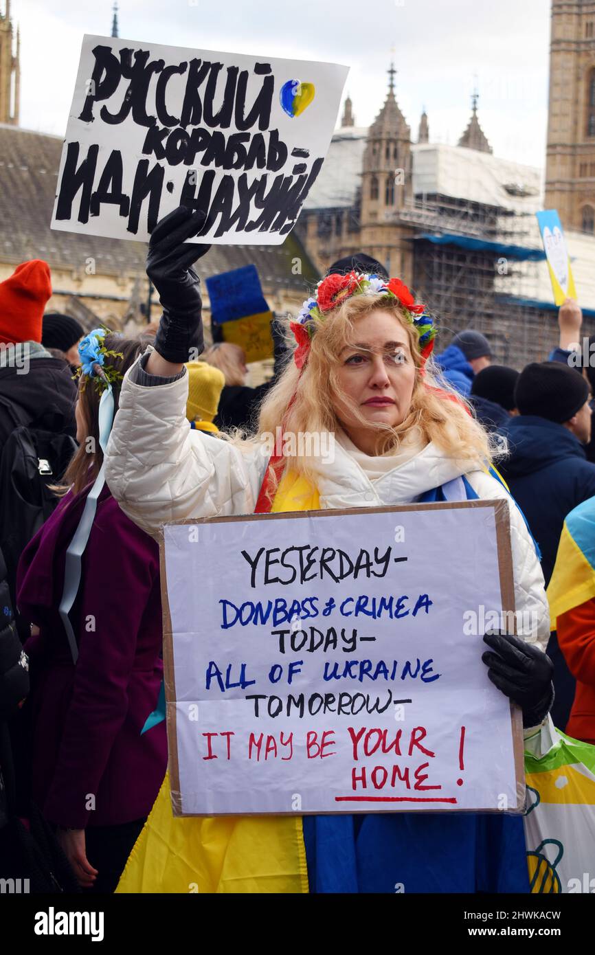 Londres, Royaume-Uni. 6th mars 2022. Ukraine Arrêtez la manifestation de guerre. Credit: JOHNNY ARMSTEAD/Alamy Live News Banque D'Images