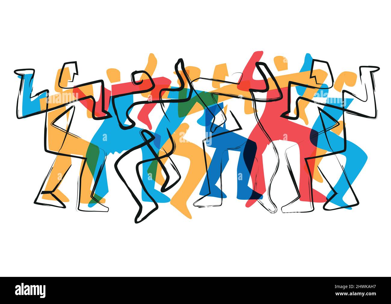 Danseuses disco, danse, art de la ligne Résumé expressif Illustration des danseurs. Mise en plan de ligne continue. Vecteur disponible. Illustration de Vecteur