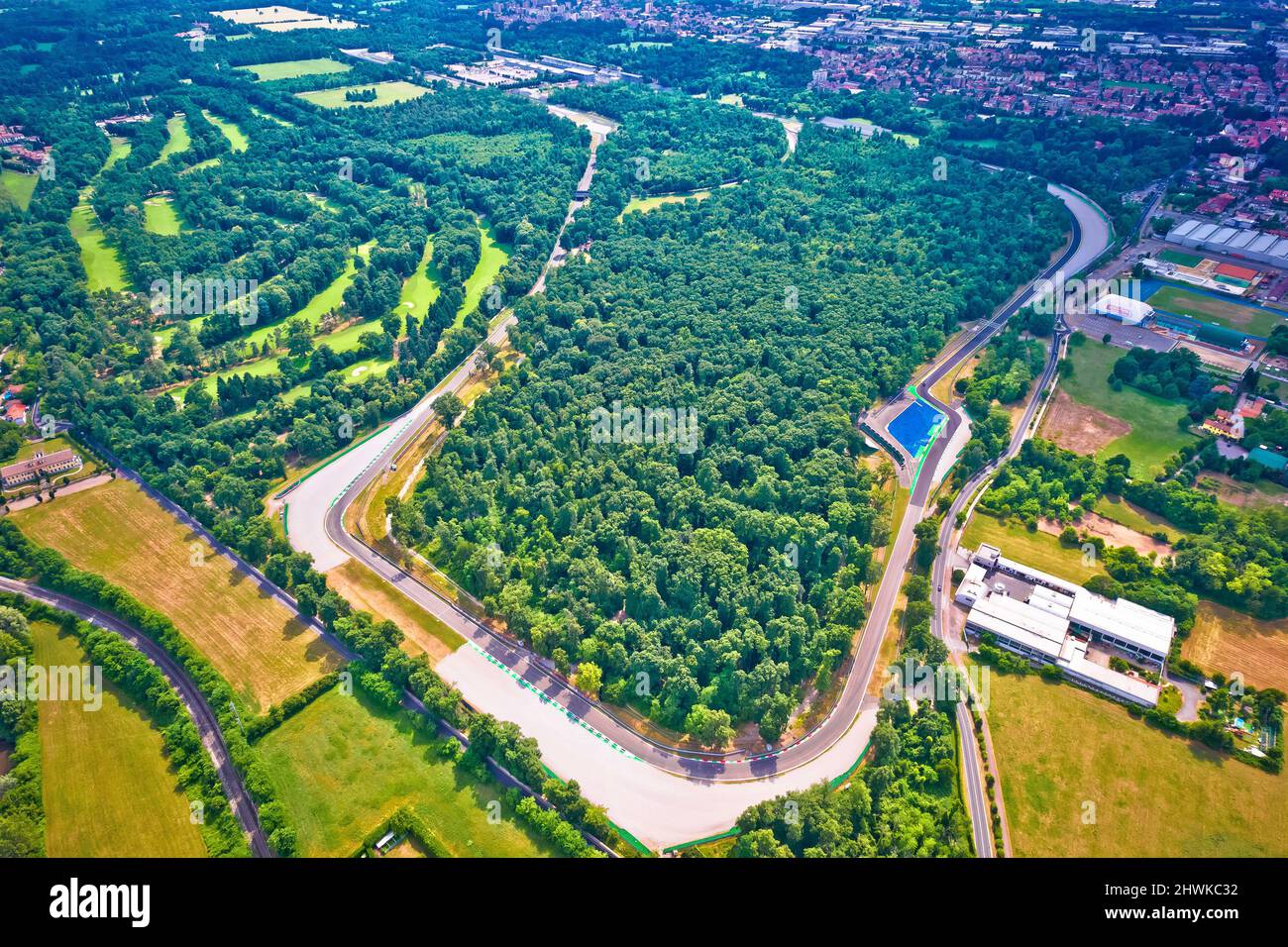 Monza course vue aérienne du circuit près de Milan, région Lombardie de l'Italie Banque D'Images