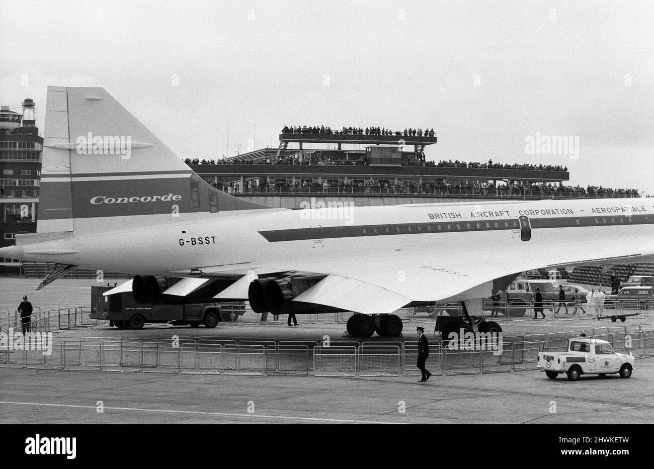 Concorde en spectacle à l'aéroport de Heathrow. 3rd juillet 1972. Banque D'Images