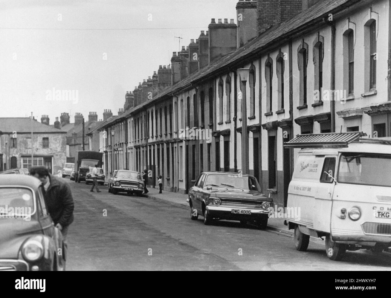 Eclipse Street à Adamsdown, un quartier de centre-ville et une communauté dans le sud de Cardiff, pays de Galles. 26th novembre 1972. Banque D'Images