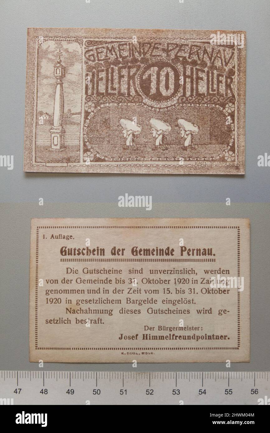 10 Heller de Pernau, Notgeld. Menthe: Pernau Banque D'Images