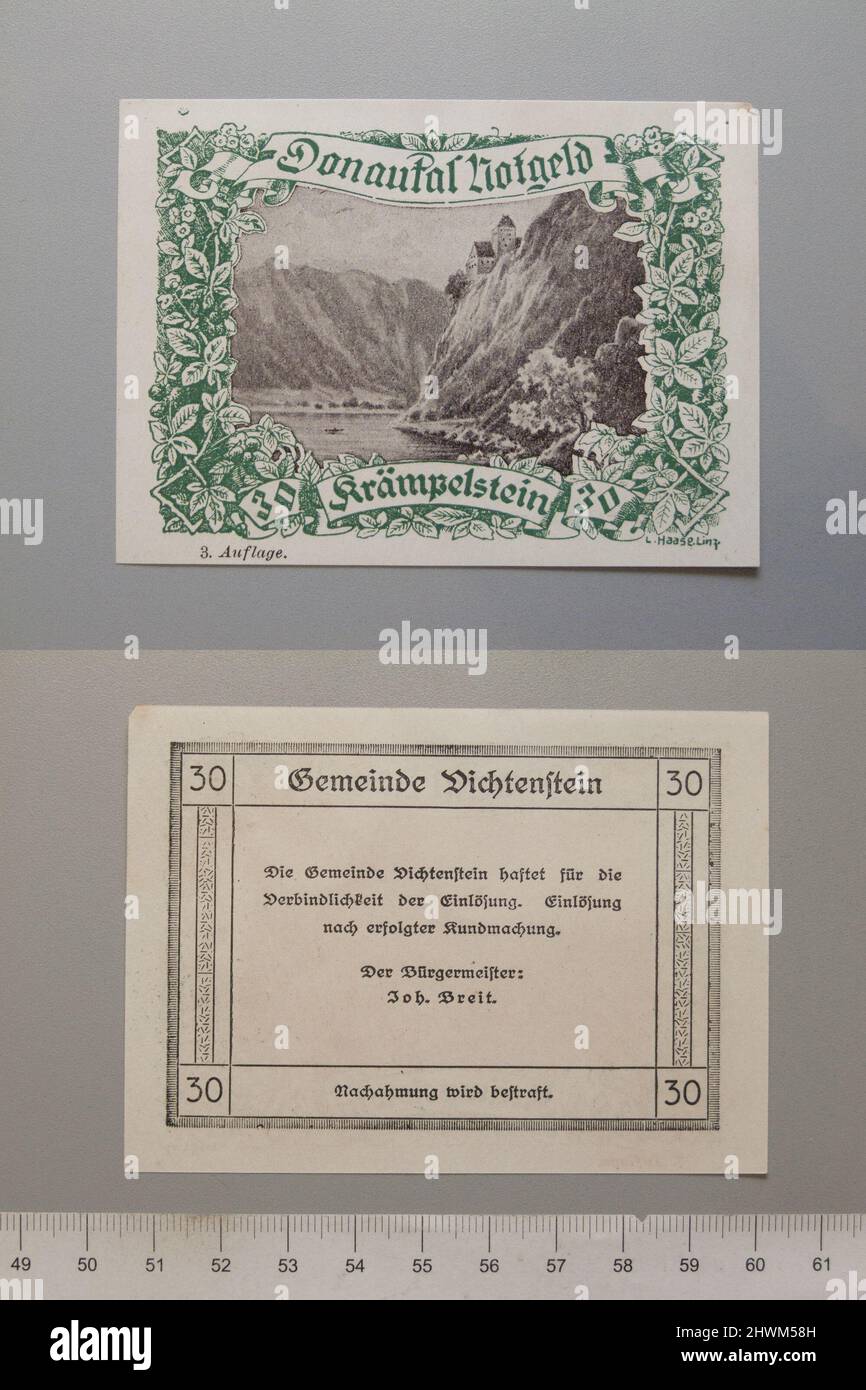 30 Heller de Vichtenstein, Notgeld. Menthe: Vichtenstein Banque D'Images