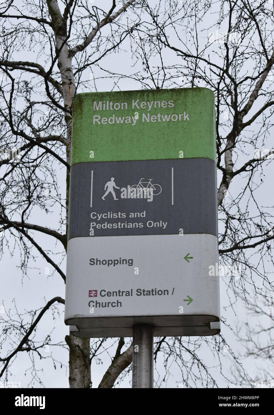 Panneau d'information Redway à Milton Keynes. Banque D'Images