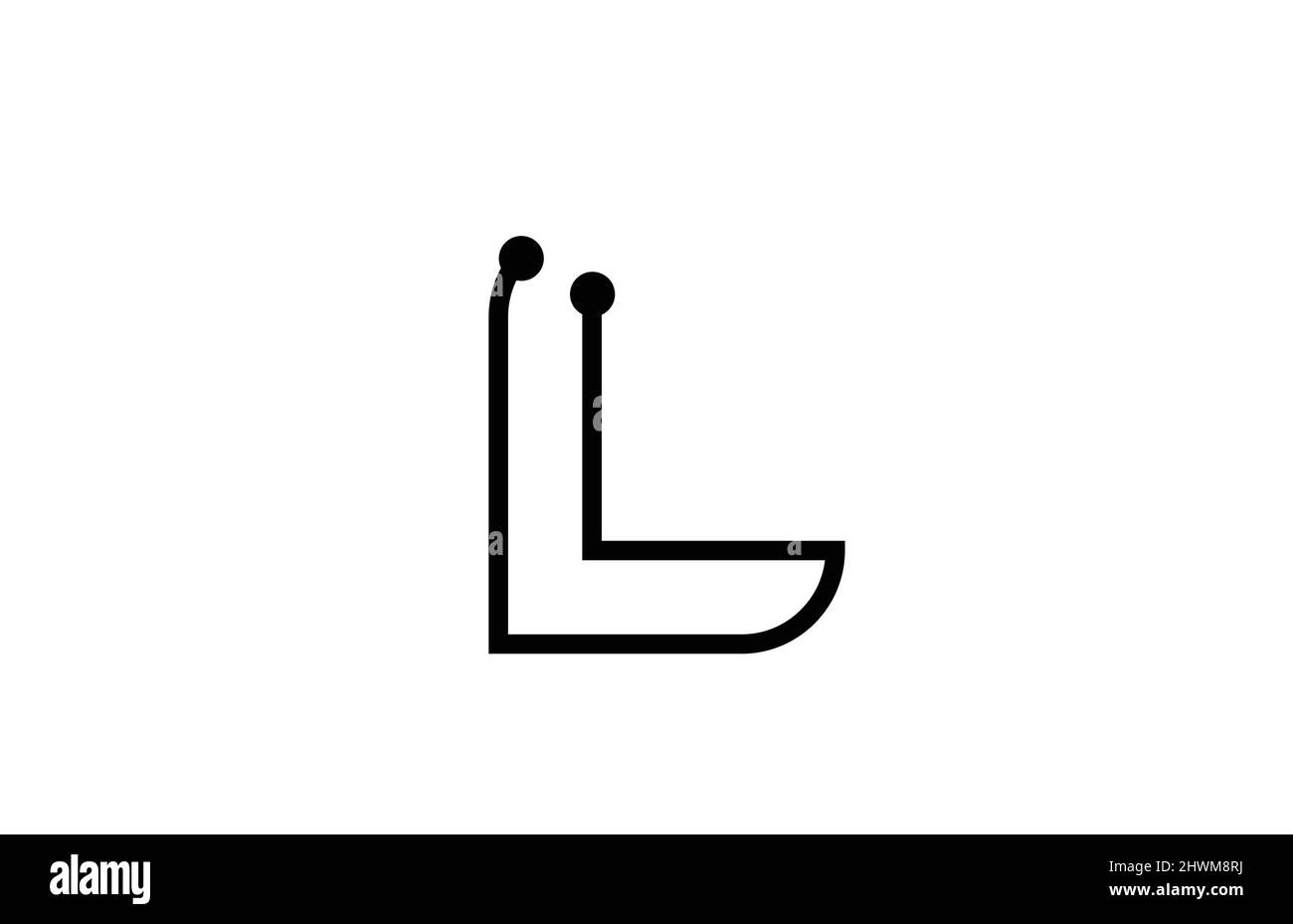 Lettre en L noir et blanc lettre logo Icon design avec point. Modèle créatif pour l'entreprise et l'entreprise Illustration de Vecteur