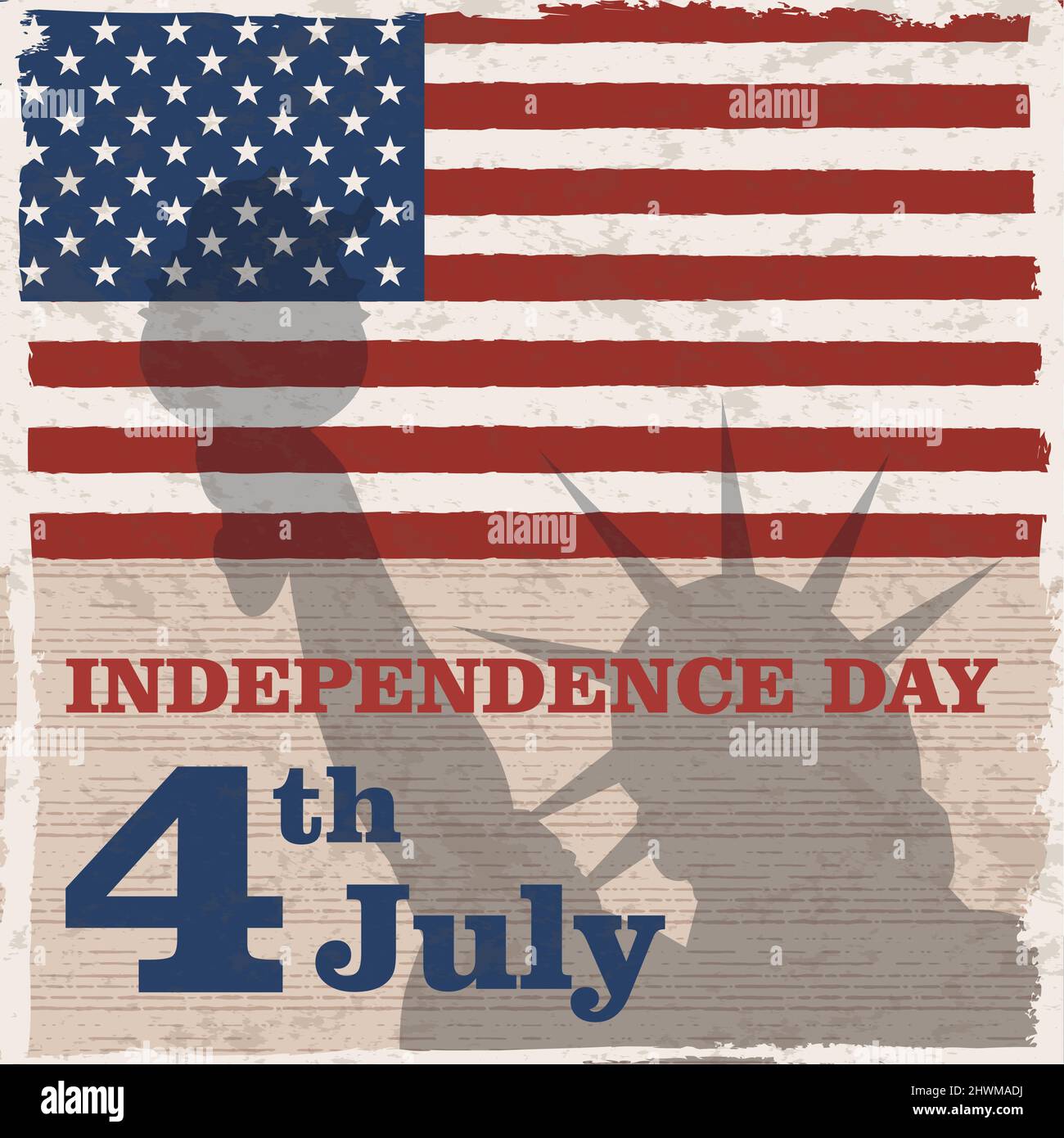 Jour de l'indépendance de l'Amérique, 4 juillet. Carte de vœux, bannière, affiche ou prospectus pour la fête de l'indépendance. Illustration vectorielle de style vintage Illustration de Vecteur