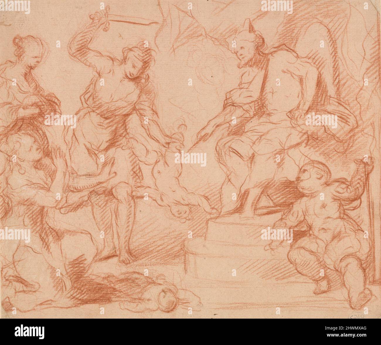 Jugement de Salomon. Artiste, peut-être par: Alessandro Maganza, Italien, 1556–1630 Banque D'Images