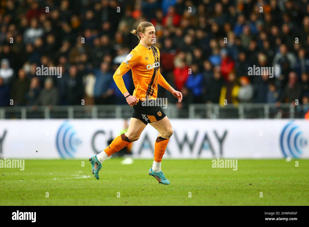 MKM Stadium, Hull, Angleterre - 5th mars 2022 Tom Eaves (9) de Hull - pendant le match Hull City / West Bromwich Albion, EFL Championship 2021/22 MKM Stadium, Hull, Angleterre - 5th mars 2022 crédit: Arthur Haigh/WhiteRosePhotos/Alay Live News Banque D'Images