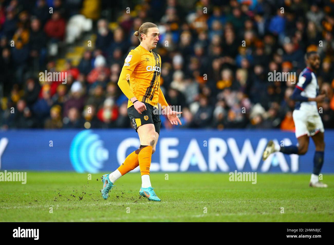 MKM Stadium, Hull, Angleterre - 5th mars 2022 Tom Eaves (9) de Hull - pendant le match Hull City / West Bromwich Albion, EFL Championship 2021/22 MKM Stadium, Hull, Angleterre - 5th mars 2022 crédit: Arthur Haigh/WhiteRosePhotos/Alay Live News Banque D'Images