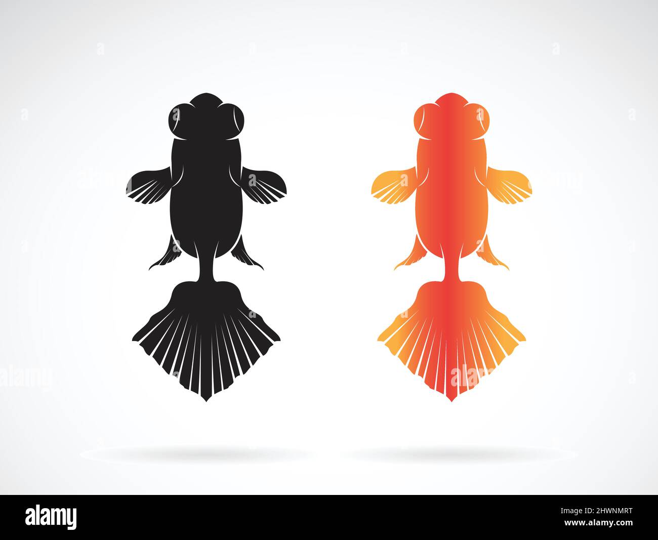 Vecteur de dessin de poissons rouges sur fond blanc., icône poisson., PET. Animaux. Illustration vectorielle superposée facile à modifier. Illustration de Vecteur