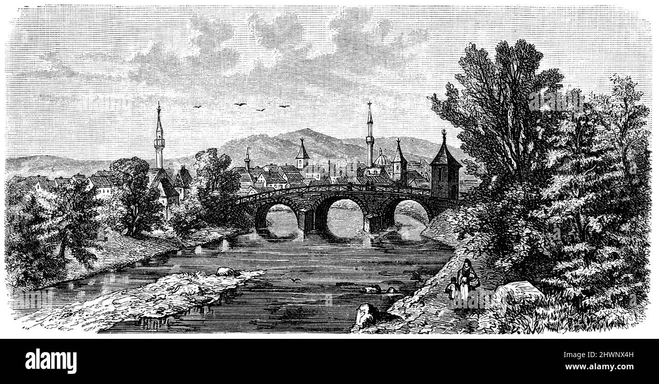 Banja Luka, ville du nord de la Bosnie-Herzégovine, , (encyclopédie, 1893), Banja Luka, Stadt im Norden von Bosnien und Herzegowina, Banja Luka, ville du nord de la Bosnie-Herzégovine Banque D'Images