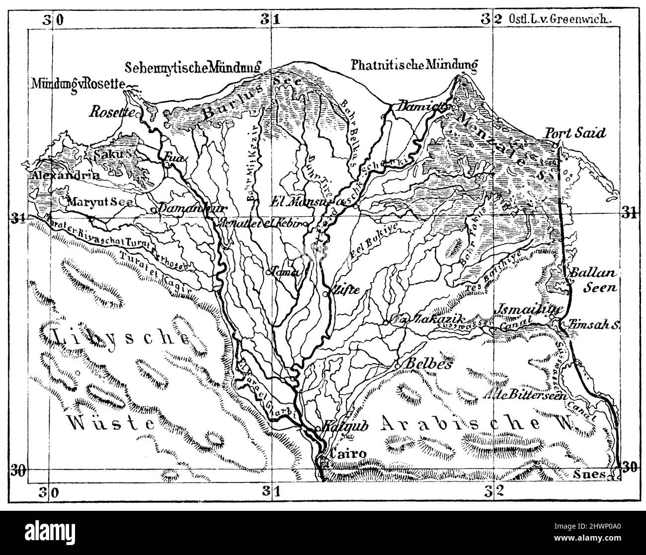 Delta du Nil, , (Encyclopédie, 1893), Nildelta, Delta du Nil Banque D'Images