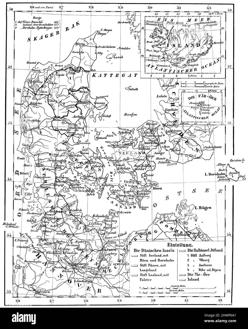 Danemark et province prussienne du Schleswig-Holstein, , (encyclopédie, 1893), Dänemark und preußische Provinz Schleswig-Holstein, Danemark et province prussienne du Schleswig-Holstein Banque D'Images