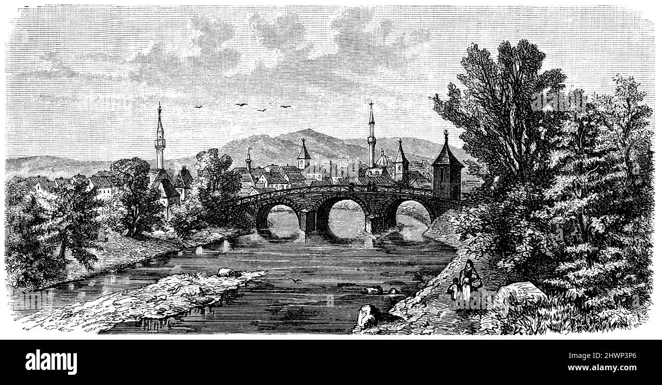 Banja Luka, ville du nord de la Bosnie-Herzégovine, , (encyclopédie, 1893), Banja Luka, Stadt im Norden von Bosnien und Herzegowina, Banja Luka, ville du nord de la Bosnie-Herzégovine Banque D'Images