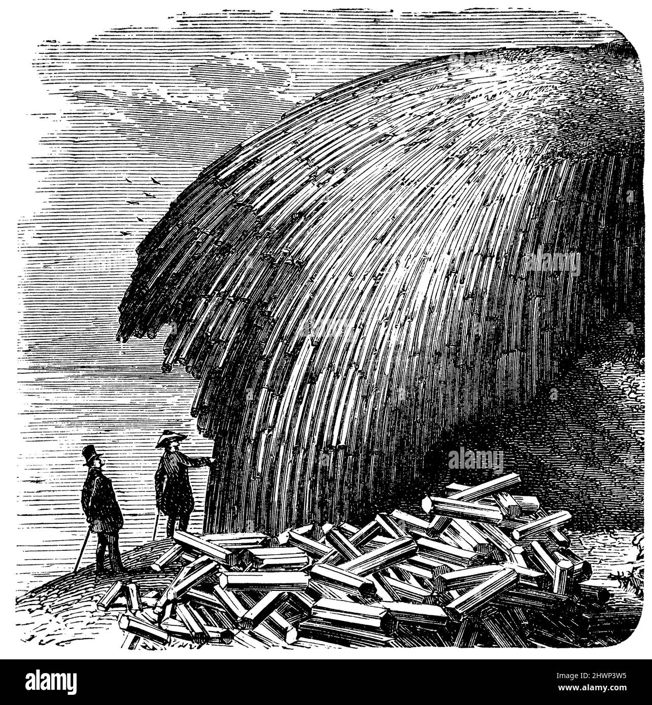 Rochers de basalte incurvés près de Samoskö dans les Carpates, , (encyclopédie, 1893), Gebogene Basaltfelsen BEI Samoskö dans den Karpaten, roches de basalte incurvées près de Samoskö dans les Carpates Banque D'Images