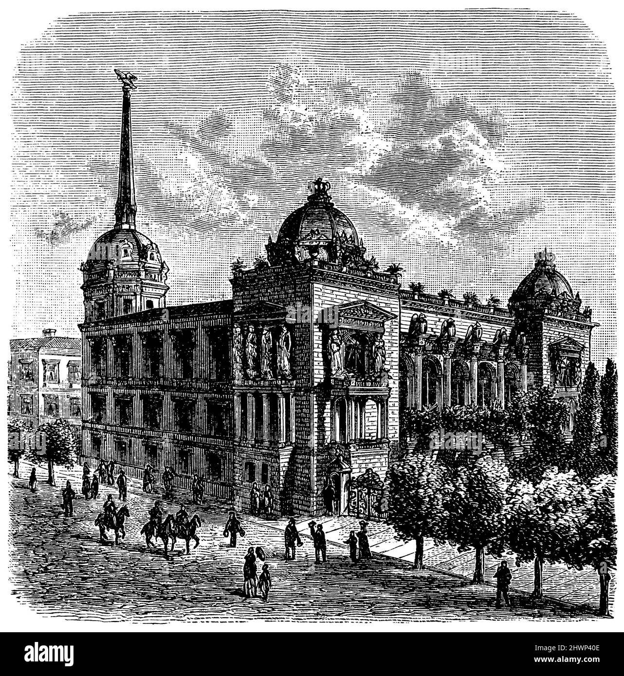 Palais royal de Belgrade, , (encyclopédie, 1893), Königlicher Palast zu Belgrad, Palais royal de Belgrade Banque D'Images