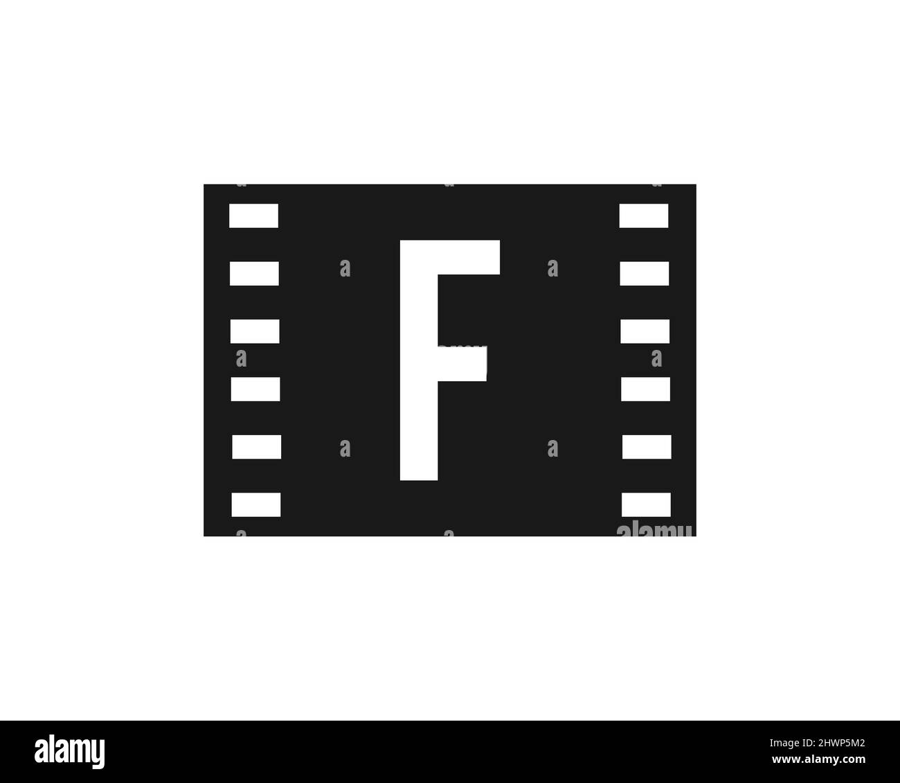 Logo film film sur lettre F. panneau film, logo production film avec F logotype Vector Template Illustration de Vecteur