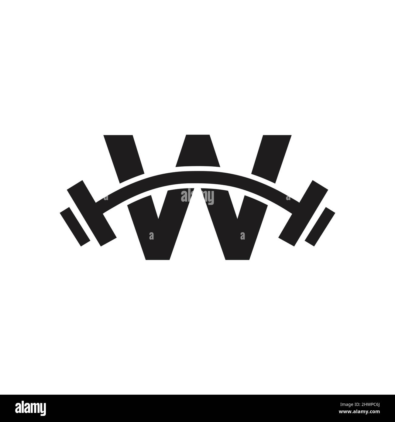 Logo Fitness Gym sur le modèle lettre W. Logo lettre W Fitness Club Illustration de Vecteur