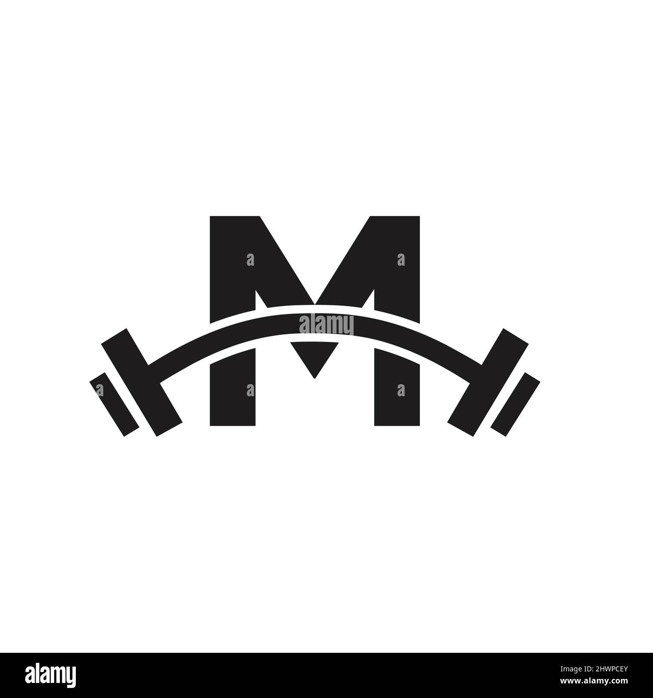 Logo Fitness Gym sur le modèle lettre M. Logo d'entraînement du club de remise en forme lettre M. Illustration de Vecteur