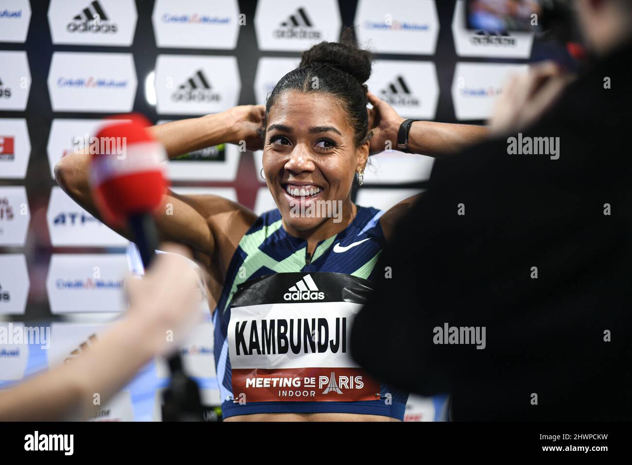 Mujinga Kambundji (Women's 60m) de Suisse est en compétition lors du World Athletics Indoor Tour, Meeting de Paris 2022 le 6 mars 2022 au Accor Arena de Paris, France - photo : Victor Joly/DPPI/LiveMedia Banque D'Images