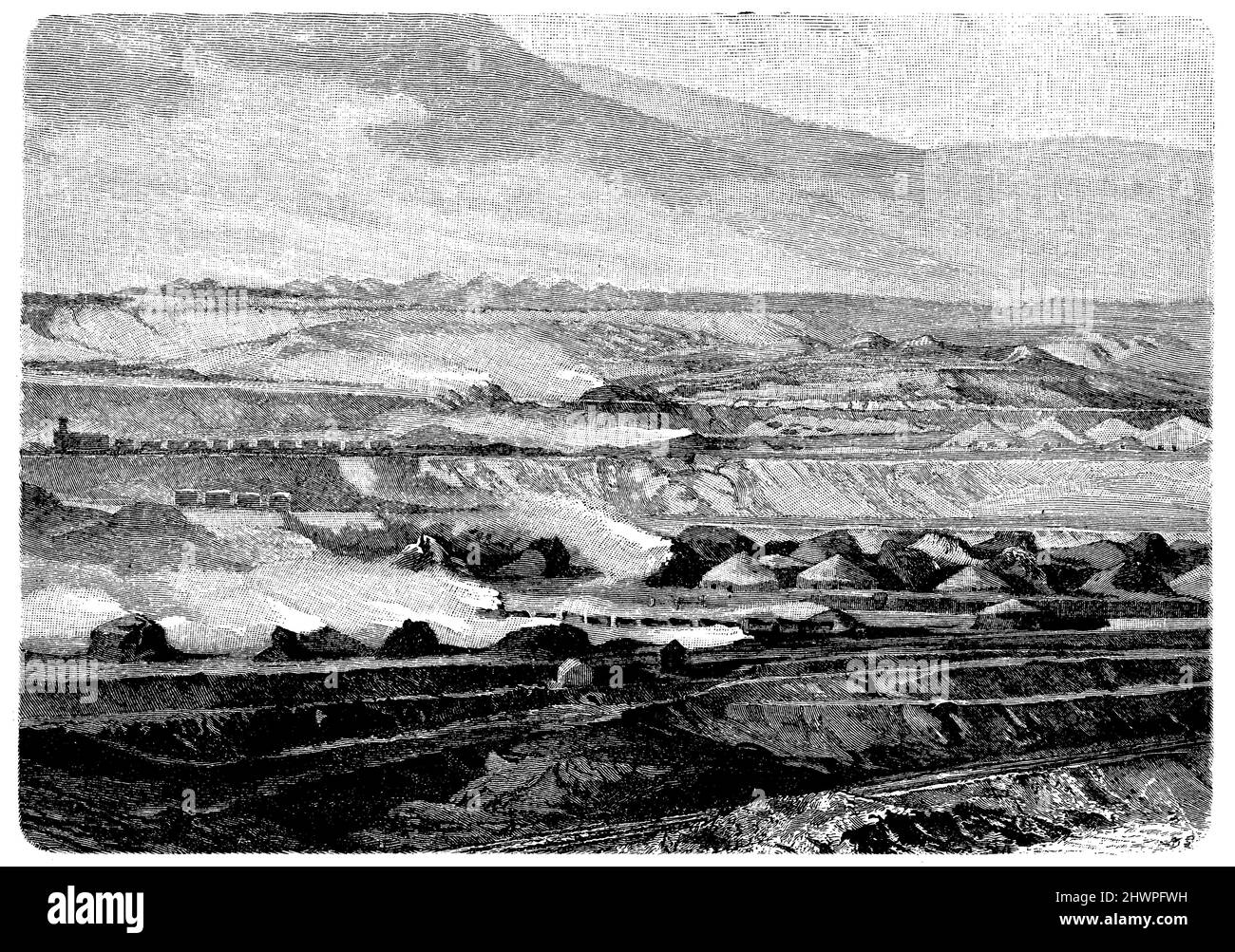 Fusion de cuivre au Rio Tinto, , (atlas, 1909), Kupferschmelzen am Rio Tinto, fonte de cuivre sur le Rio Tinto Banque D'Images
