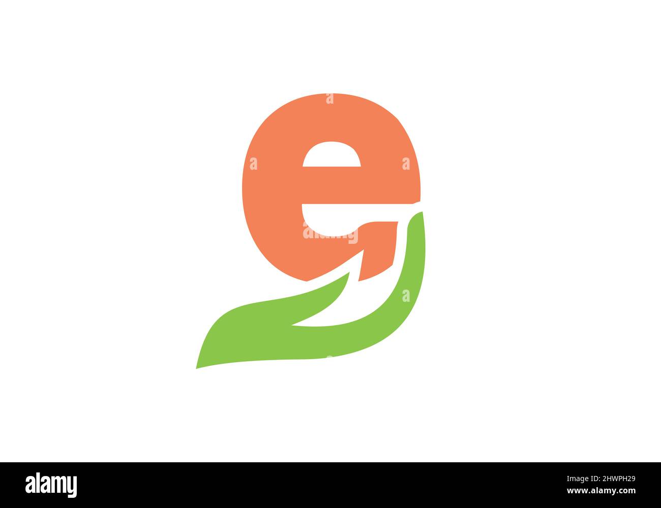 E logo de lettre avec concept de main. E logo sur la main concept Vector Illustration de Vecteur