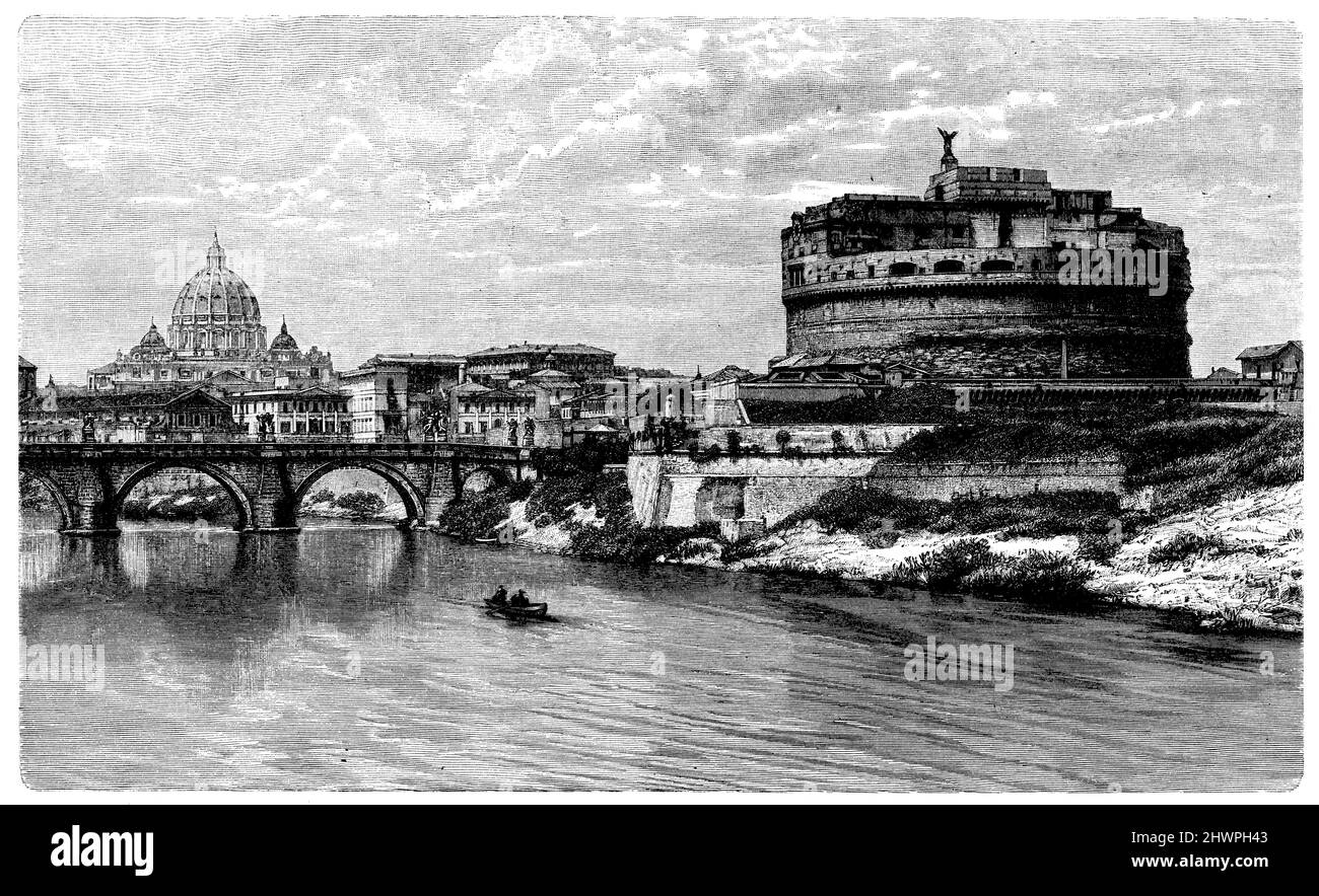 Castel Sant'Angelo à Rome, , (atlas, 1909), Engelsburg à ROM, Château Saint-Ange à Rome Banque D'Images
