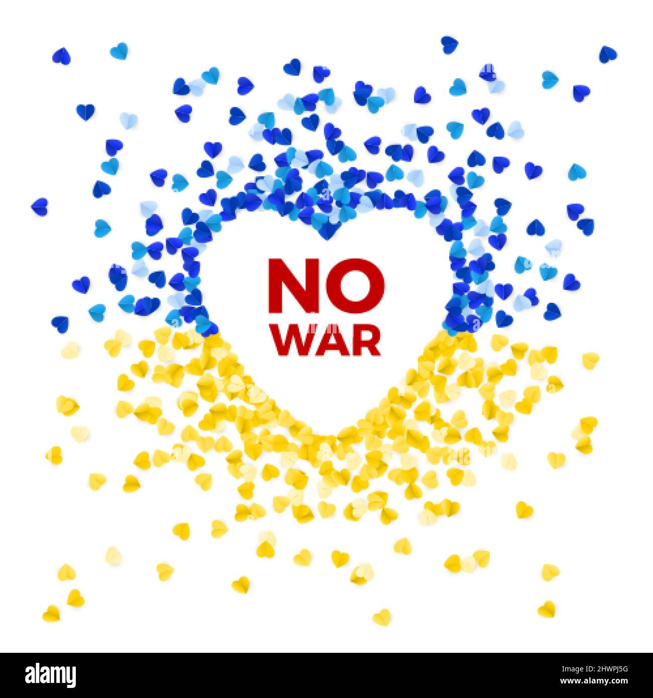 Aucun modèle de guerre. Drapeau bleu et jaune de l'Ukraine dans la silhouette de coeur. Concept de liberté et de paix. Arrêter la guerre et l'agression militaire. Illustration vectorielle Illustration de Vecteur