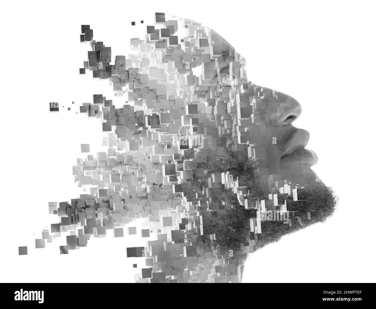 Portrait d'un homme afro-américain combiné à des graphiques procéduraux Banque D'Images