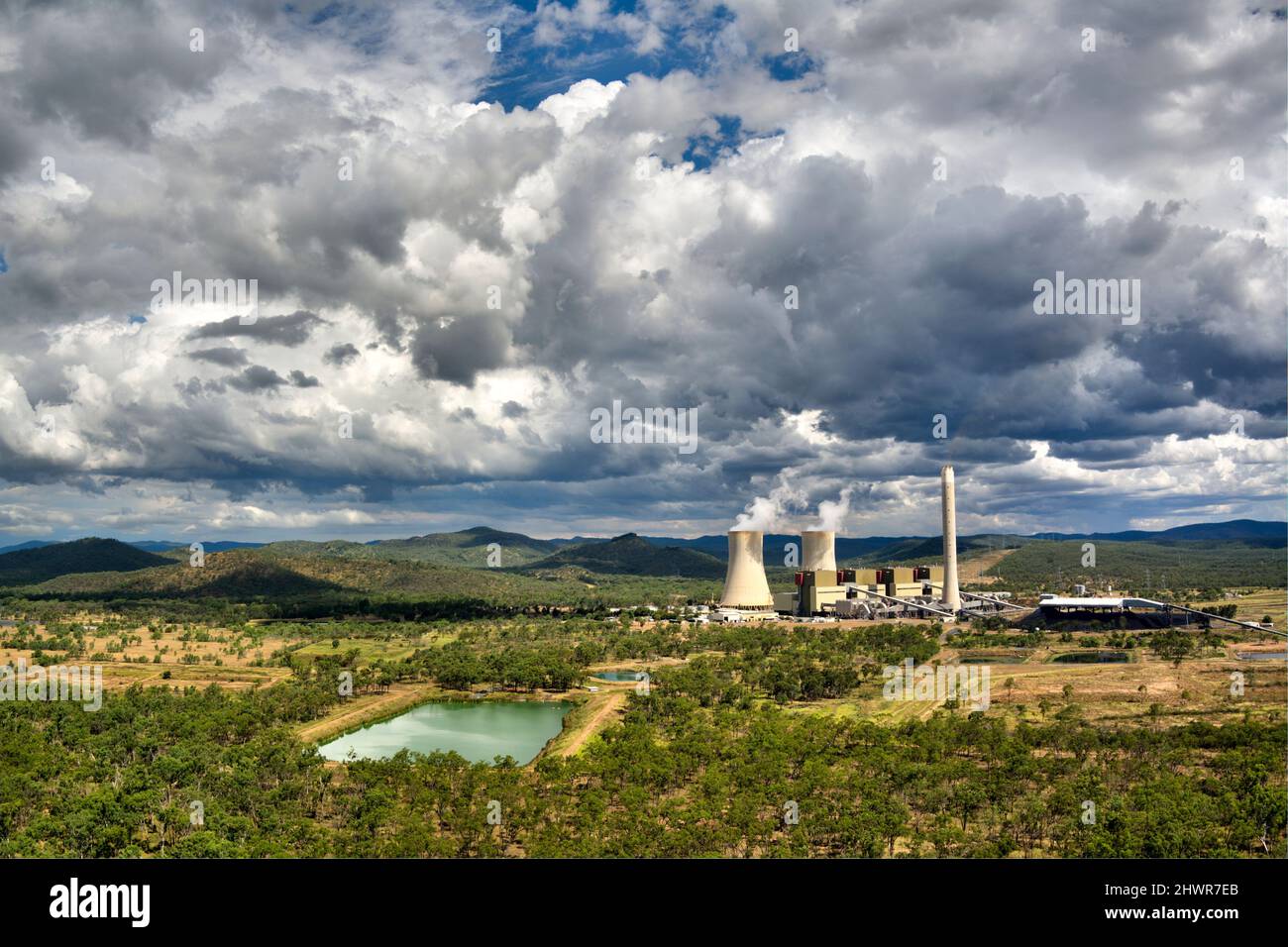 Antenne de Stanwell Power Generation une centrale génératrice électrique à charge de base alimentée au charbon Queensland Australie Banque D'Images