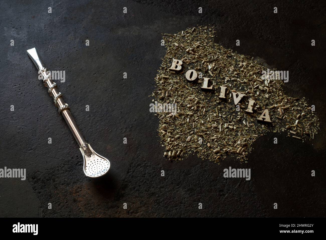 Forme bolivienne en yerba mate. Yerba mate concept Banque D'Images