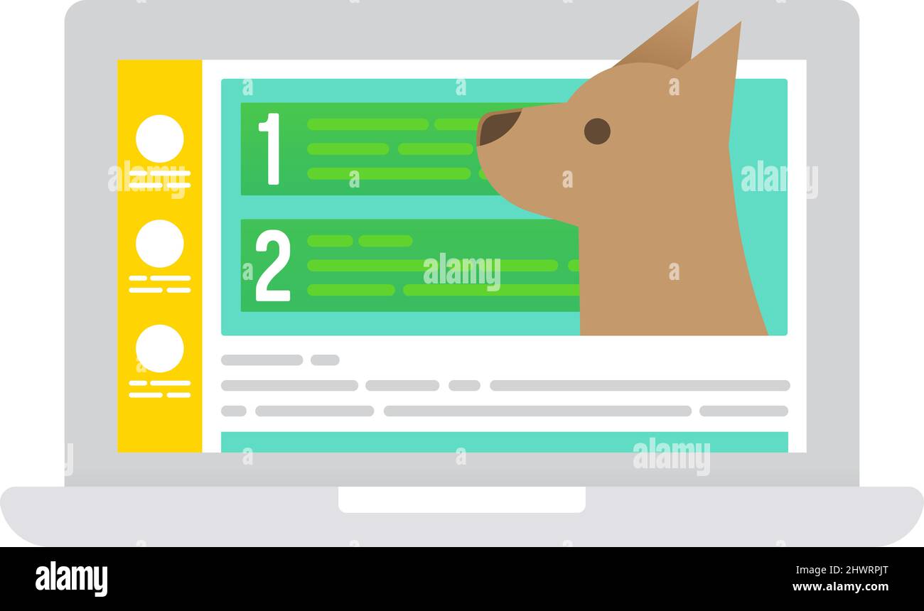 Icône de vecteur de profil Web de gestion des propriétaires d'animaux de compagnie. Abri pour chiens, service de communication vétérinaire ou de toilettage Illustration de Vecteur
