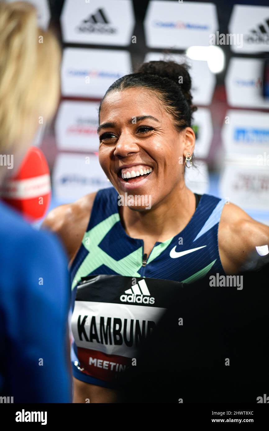 Mujinga Kambundji (Women's 60m) de Suisse participe au World Athletics Indoor Tour, Meeting de Paris 2022 le 6 mars 2022 à l'Accor Arena de Paris, France. Banque D'Images