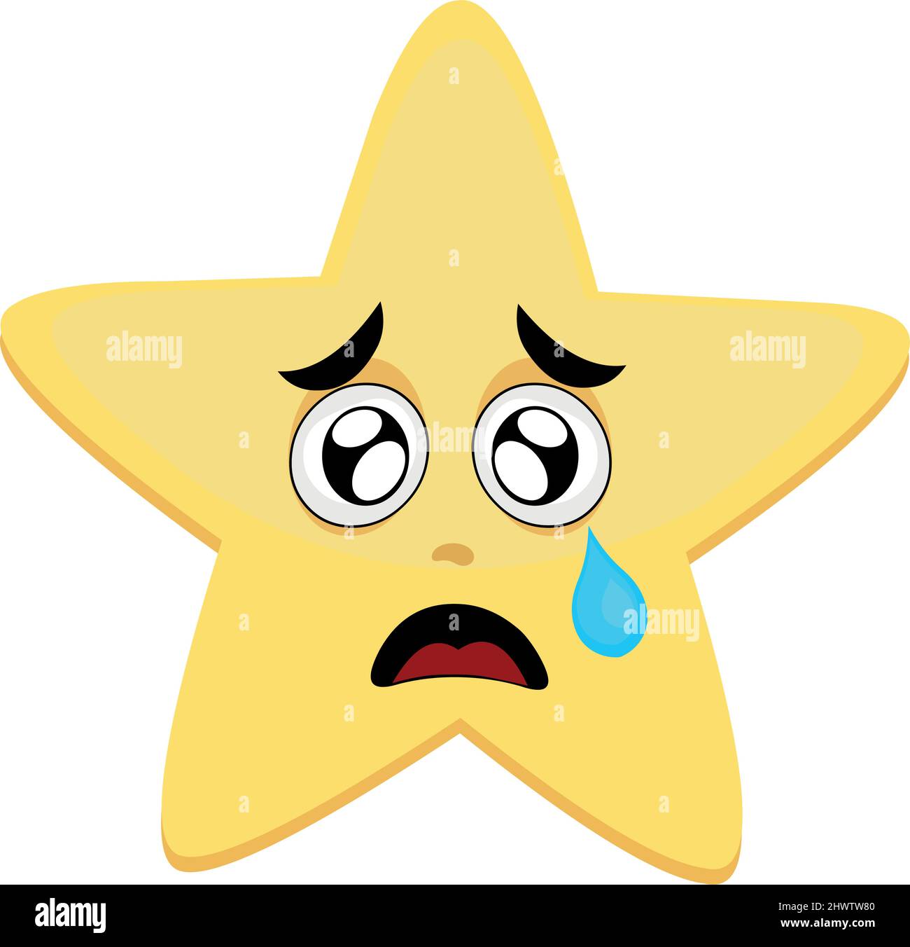 Dessin animé vectoriel illustration d'une étoile, avec une expression triste et des larmes tombant de son oeil Illustration de Vecteur