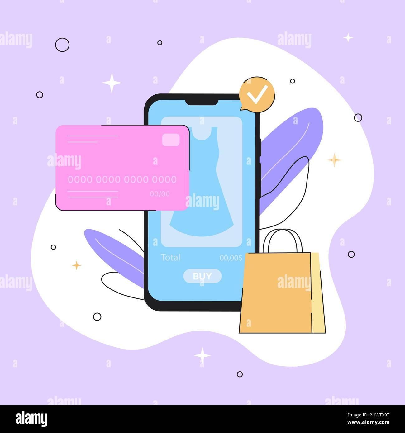 Illustration du paiement en ligne. Shopping de mode. Concept marketing. Illustration vectorielle Illustration de Vecteur