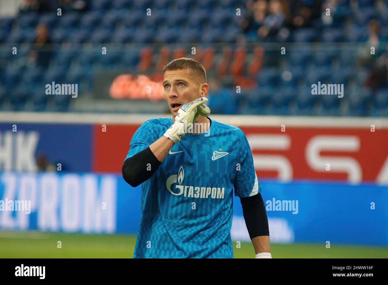 Saint-Pétersbourg, Russie. 07th mars 2022. Mikhail Kerzhakov (No.41) de Zenit concourra lors du match de football de la première Ligue russe entre Zenit Saint-Pétersbourg et Ufa à l'arène Gazprom. Score final; Zenit 2:0 Ufa. (Photo de Maksim Konstantinov/SOPA image/Sipa USA) crédit: SIPA USA/Alay Live News Banque D'Images