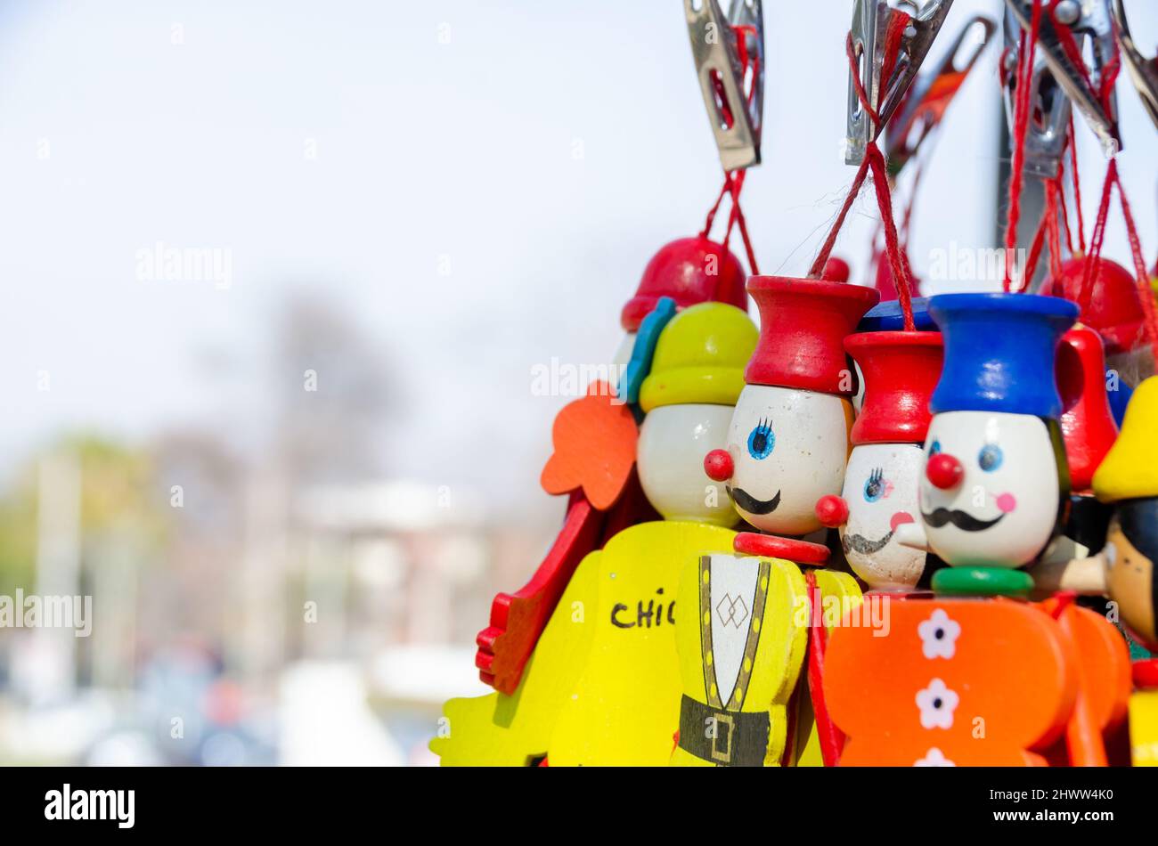 Jouets faits à la main dans une boutique artisanale de Santiago, au Chili Banque D'Images