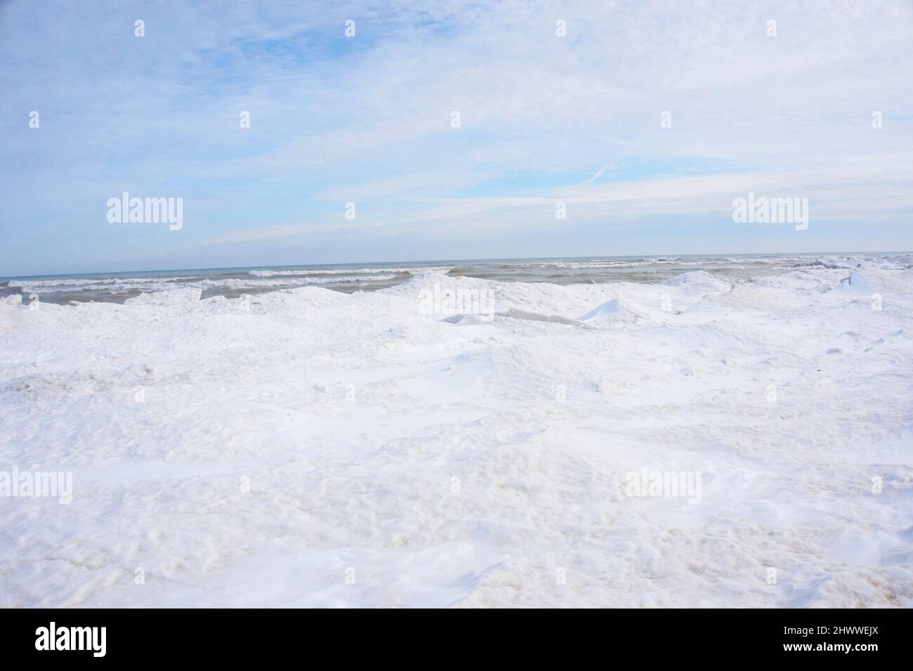 Parc régional de Harrignton Beach en hiver, Belgique, Wisconsin. Banque D'Images