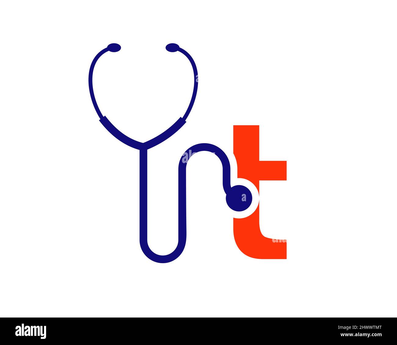 Logo des soins de santé avec concept de lettre T. Concept de lettre T du logo stéthoscope. Logo médical et médical Illustration de Vecteur