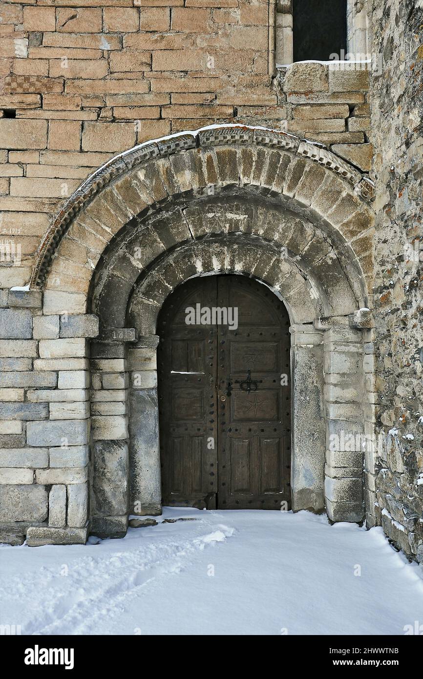 Église de Sant Felix à Bagergue des Pyrénées catalanes de la région de Valle de Aran province de Lérida, Catalogne, Espagne Banque D'Images