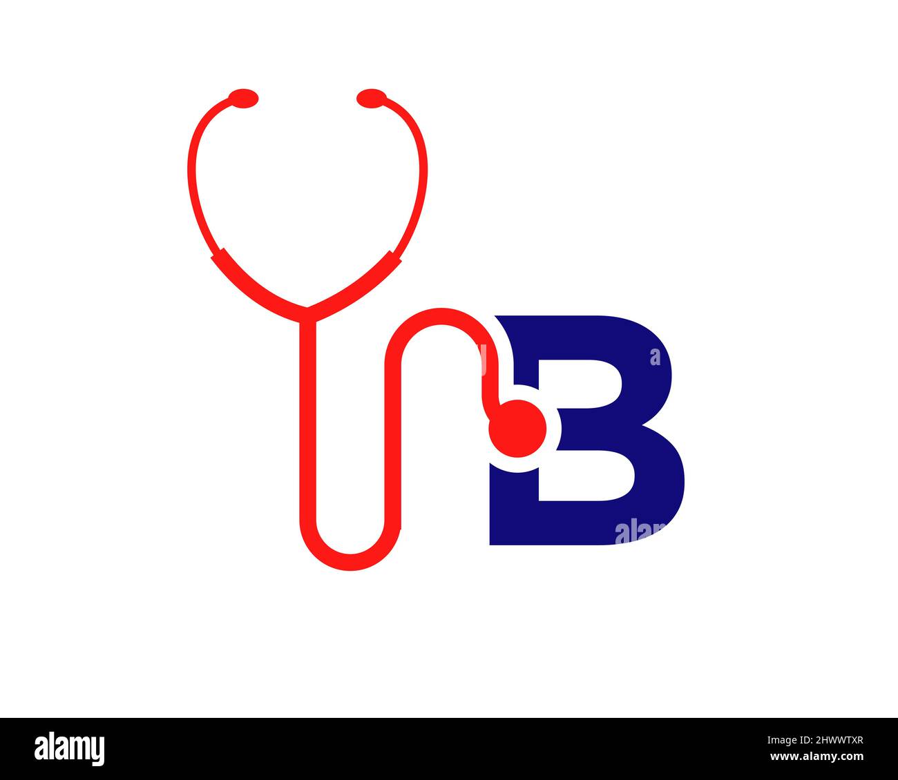 Logo des soins de santé avec concept de lettre B. Stéthoscope logo B concept de lettre. Logo médical et médical Illustration de Vecteur