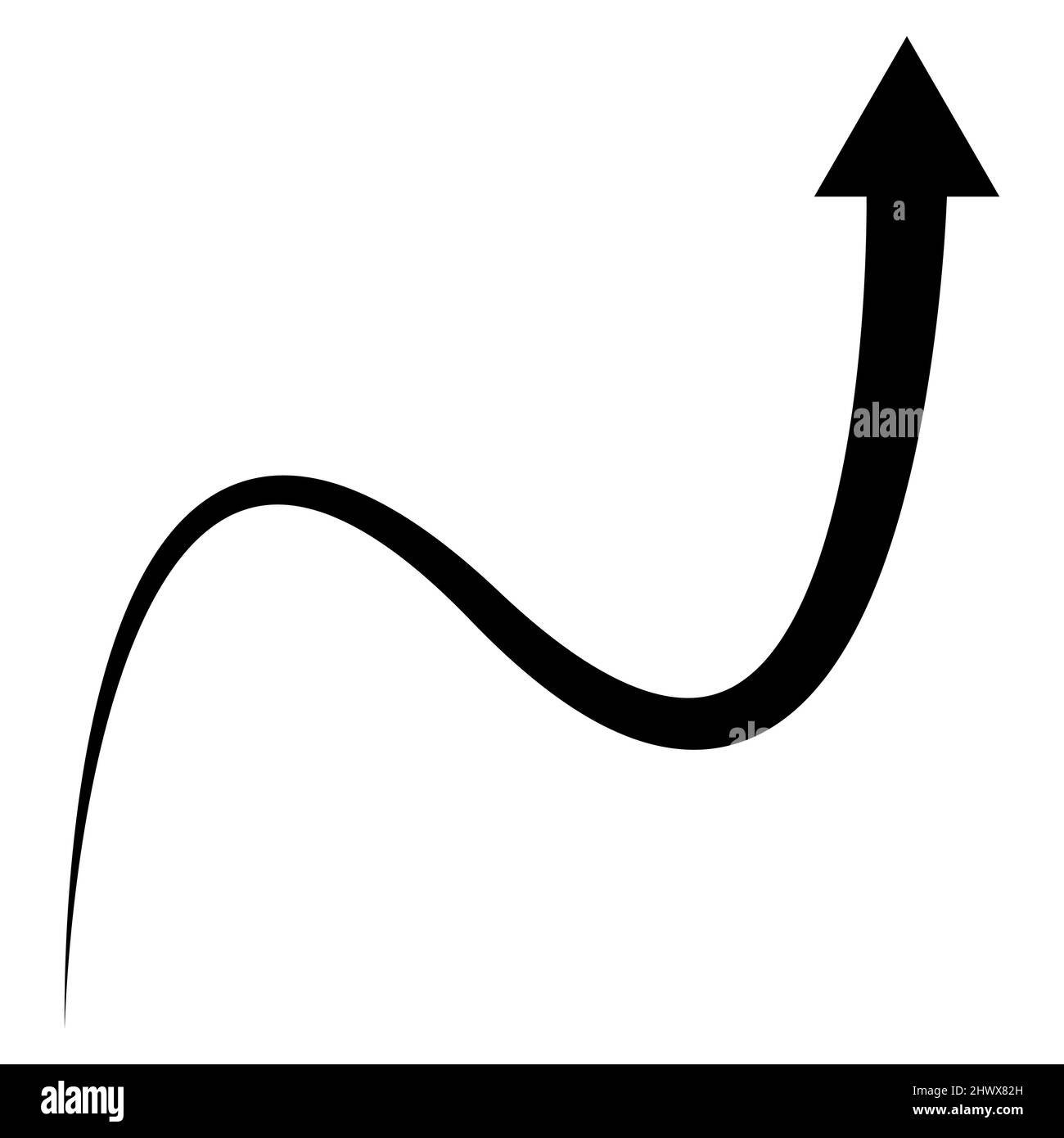 Icône de chemin difficile vers le haut, courbe route vers le succès montée et chute flèche Illustration de Vecteur
