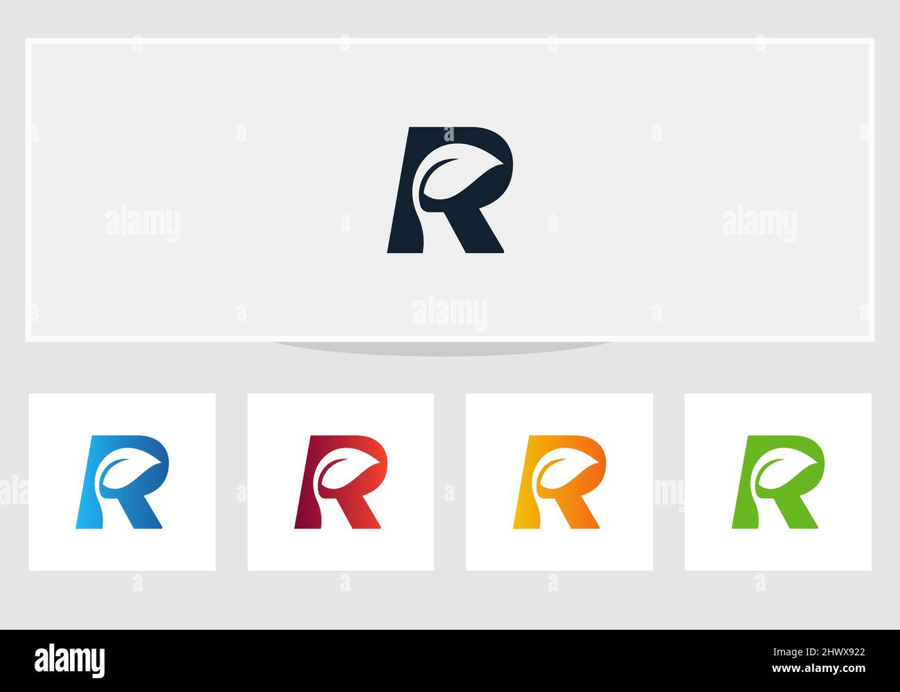 Logo ECO. Logo en forme de feuille avec concept de vecteur de lettre R. Illustration de Vecteur Logo ECO. Logo en forme de feuille avec concept de vecteur de lettre R. Illustration de Vecteur