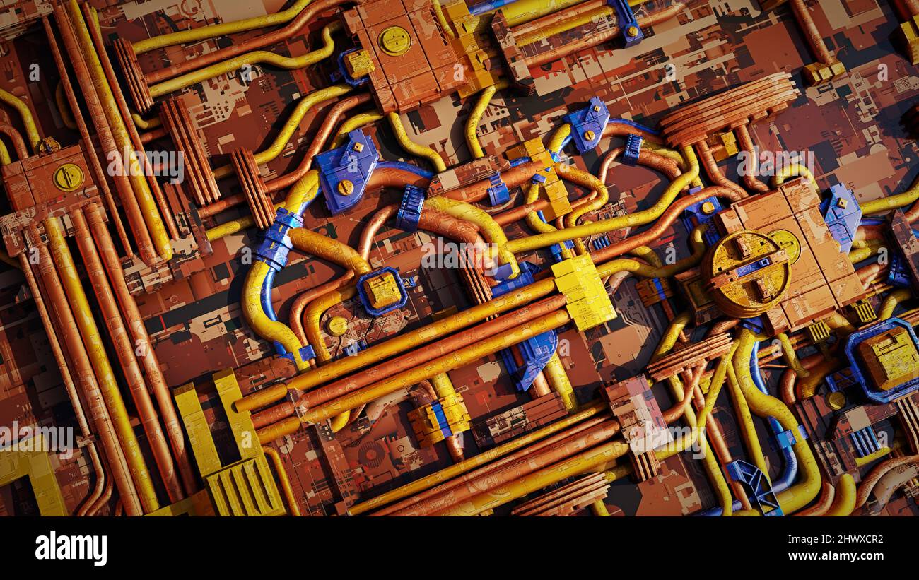 arrière-plan scifi, éléments informatiques futuristes (rendu 3d) Banque D'Images