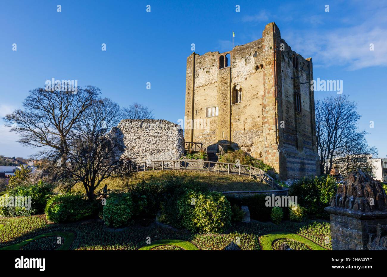 Château de Guildford Gardez la Great Tower dans le parc du château de Guildford, Guildford, Surrey, sud-est de l'Angleterre Banque D'Images