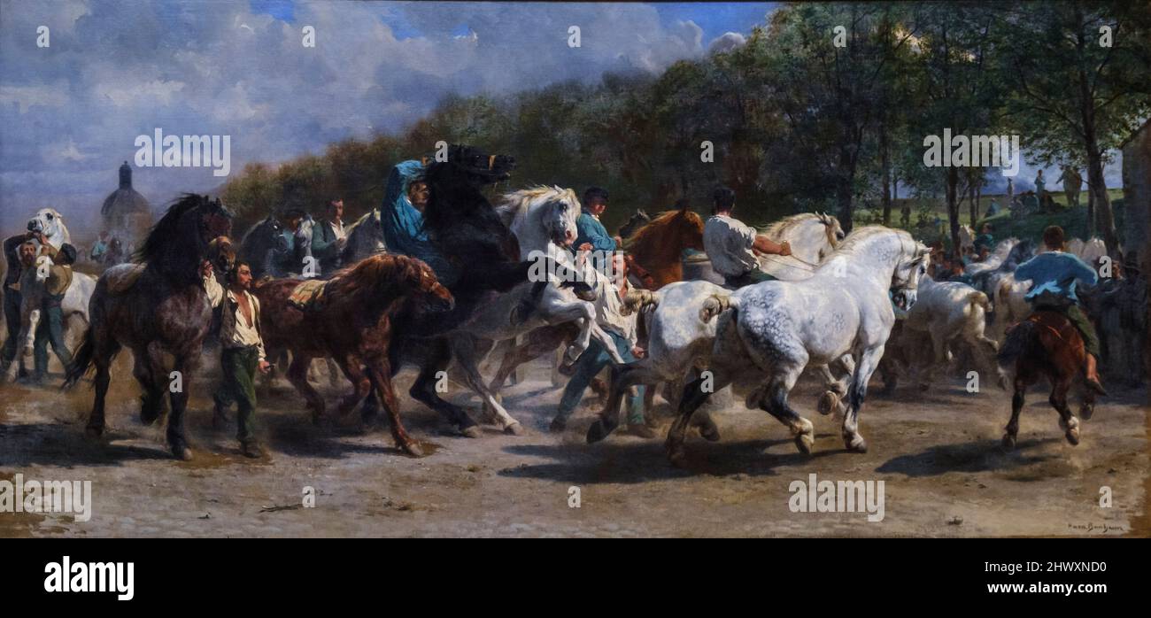 Rosa Bonheur, The Horse Fair, 1855, huile sur toile, National Gallery, Londres, Angleterre, Grande-Bretagne Banque D'Images