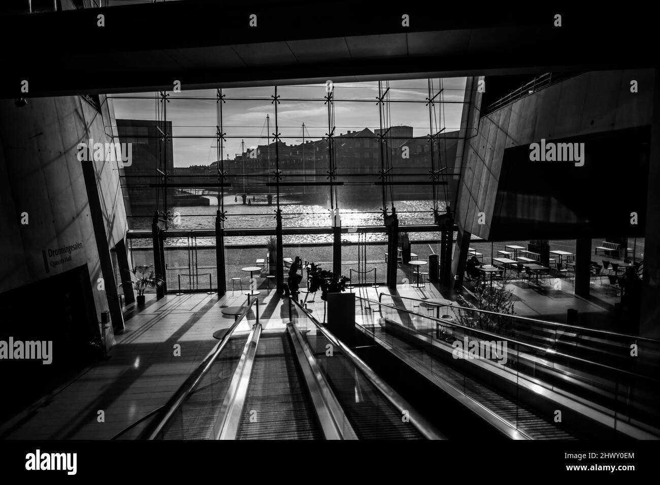 L'atrium intérieur du diamant noir est ajouté à la Bibliothèque royale danoise de Copenhague, au Danemark. Banque D'Images