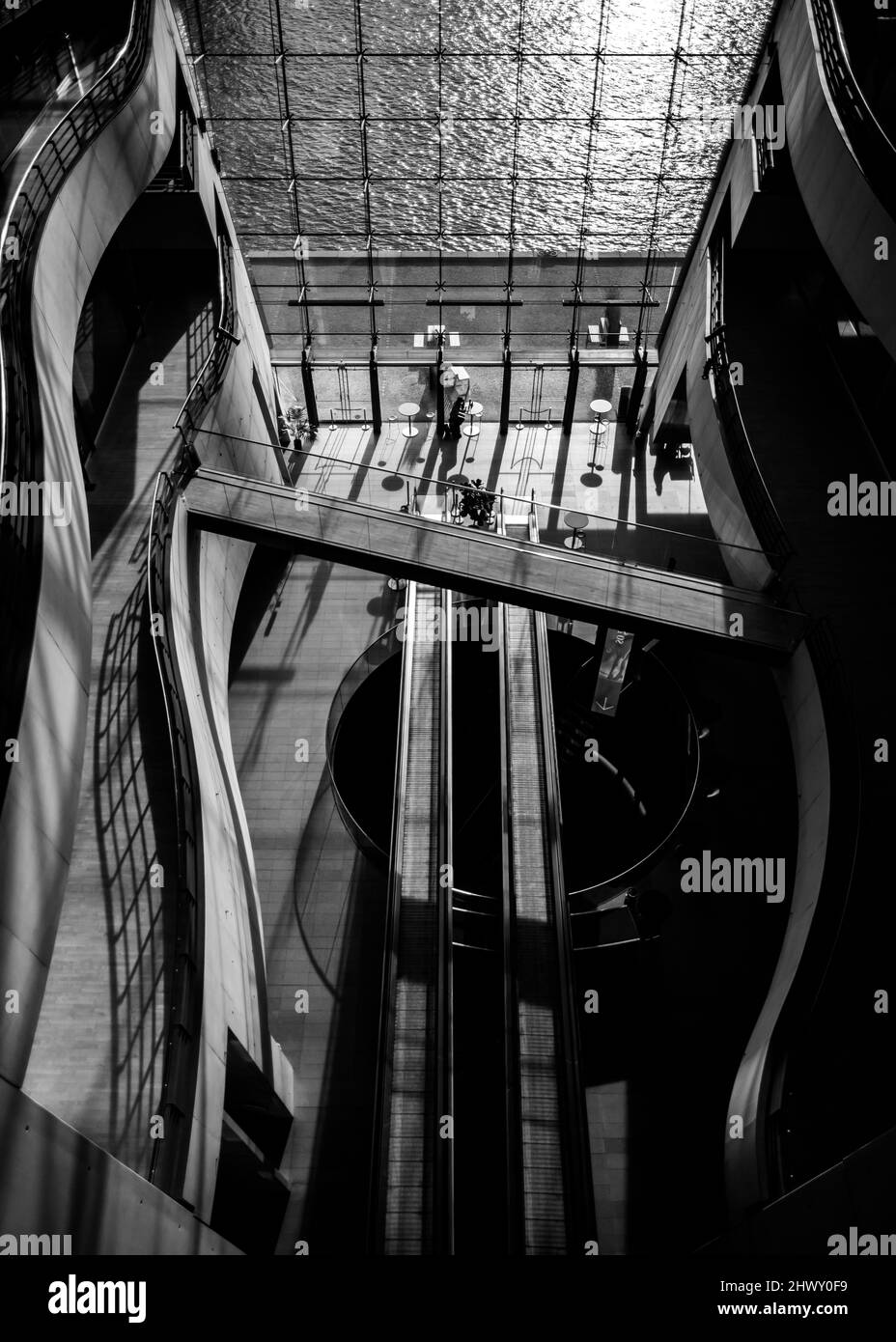 L'atrium intérieur du diamant noir est ajouté à la Bibliothèque royale danoise de Copenhague, au Danemark. Banque D'Images