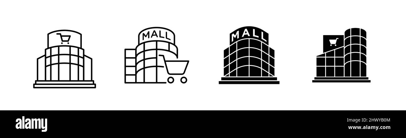 Élément de conception d'icône de centre commercial ou de centre commercial adapté au site Web, à la conception d'impression ou à l'application Illustration de Vecteur