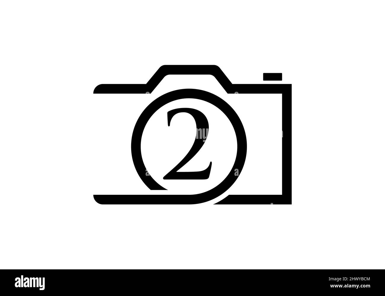Logo de la photographie sur la lettre 2. Logo de photographie Letter 2. Logo de l'appareil photo inspiration de la conception, modèle de photo Illustration de Vecteur
